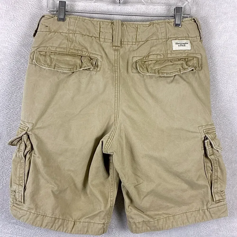 VTG Y2K Abercrombie & Fitch Cargo Shorts Men 30 Khaki Paratrooper Military Baggy